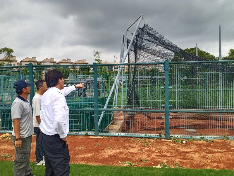 陳良乾局長奉黃市長指示至亞太少棒主副球場勘災,力求完善U12比賽場地
