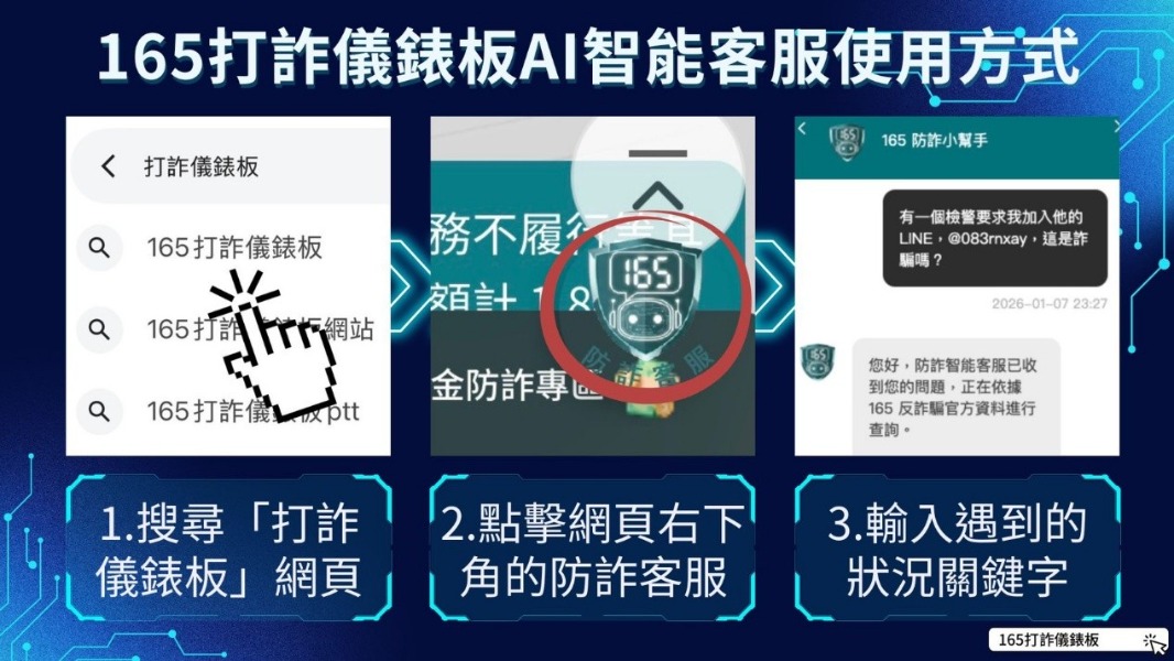 165打詐儀錶板AI智能客服使用方式