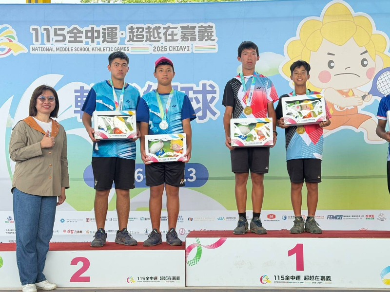 後壁國中軟網國男組雙打金牌、南寧高中國中組雙打銀牌